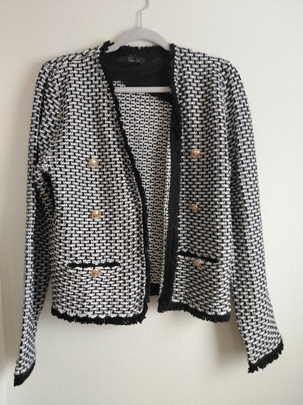 Tahari Open Front Sweater Cardigan Chic Elegant Large Career Academia Preppy